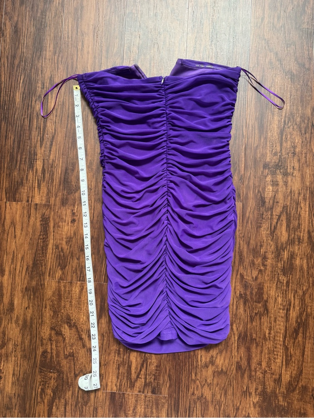Strapless Purple Ruched Mini Dress - Picture 7 of 11